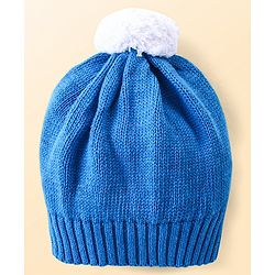 Babyhug Knitted Full Raglan Sleeves Pullover Sweater Set with Cap & Aztec Design - Blue