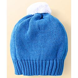 Babyhug Knitted Full Raglan Sleeves Pullover Sweater Set with Cap & Aztec Design - Blue