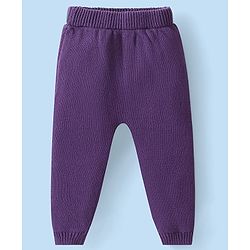 Babyhug Knitted Full Sleeves Pullover Sweater Set with Cap & Aztec Design - Purple