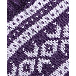 Babyhug Knitted Full Sleeves Pullover Sweater Set with Cap & Aztec Design - Purple