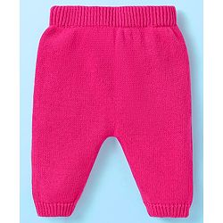 Babyhug Knit Full Sleeves Pullover Sweater Set & Cap  with Floral Design - Dark Pink & White