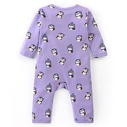 Babyhug 100% Cotton Knit Full Sleeves Romper With Penguin Print Pack of 2- Purple & Orange