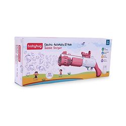 Babyhug Automatic Bubble Shot Gun for Kids| LED Lights| 10 Hole Battery Operated Bubble Machine Toy & 100ml Bubble Solution| 3000+ Bubbles per Min|Bubble Blaster for Boys & Girls | BIS Certified- Pink