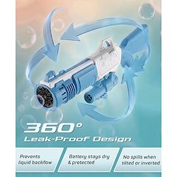 Babyhug Automatic Bubble Rifle Gun for Kids| LED Lights| 10 Hole Battery Operated Bubble Machine Toy & 100ml Bubble Solution| 3000+ Bubbles per Min|Bubble Blaster for Boys & Girls BIS Certified - Blue