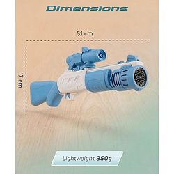 Babyhug Automatic Bubble Rifle Gun for Kids| LED Lights| 10 Hole Battery Operated Bubble Machine Toy & 100ml Bubble Solution| 3000+ Bubbles per Min|Bubble Blaster for Boys & Girls BIS Certified - Blue