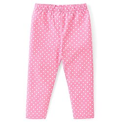 Babyhug Cotton Lycra Knit Full Length Leggings with Solid  Polka Dots & Floral Print Pack of 3 - Blue Pink & White