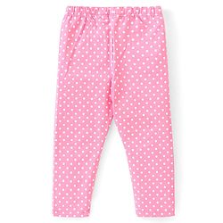 Babyhug Cotton Lycra Knit Full Length Leggings with Solid  Polka Dots & Floral Print Pack of 3 - Blue Pink & White