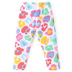 Babyhug Cotton Lycra Knit Full Length Leggings with Solid  Polka Dots & Floral Print Pack of 3 - Blue Pink & White