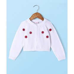 Babyhug Sweater Knit Winter Wear Solid Dungaree & Full Sleeves Inner Tee - Dark Red & White