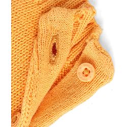 Babyhug Sweater Knit Winter Wear Dungaree & Full Raglan Sleeves Striped Inner Tee - Light Orange