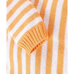 Babyhug Sweater Knit Winter Wear Dungaree & Full Raglan Sleeves Striped Inner Tee - Light Orange