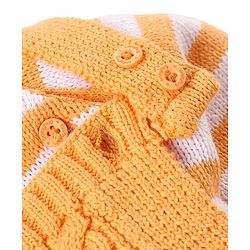 Babyhug Sweater Knit Winter Wear Dungaree & Full Raglan Sleeves Striped Inner Tee - Light Orange