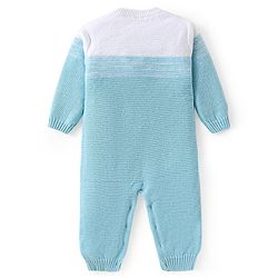 Babyhug Cotton Knit Full Sleeves Winter Wear Romper With Cable Knit Design Bow Applique - Sky Blue