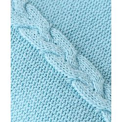 Babyhug Cotton Knit Full Sleeves Winter Wear Romper With Cable Knit Design Bow Applique - Sky Blue