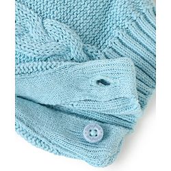 Babyhug Cotton Knit Full Sleeves Winter Wear Romper With Cable Knit Design Bow Applique - Sky Blue