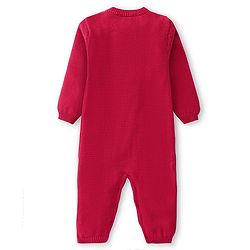 Babyhug Sweater Knitted Full Sleeves Winter Wear Romper With Cable Knit Design & Bow - Red