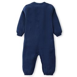 Babyhug Sweater Knitted Full Sleeves Winter Wear Romper With Cable Knit Design & Bow - Navy Blue