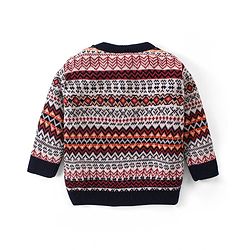 Babyhug Knitted Full Sleeves Pullover Sweater Set with Aztec Design - Multicolour