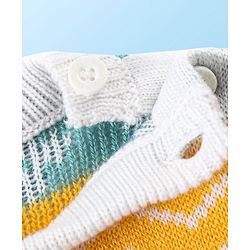 Babyhug Knitted Full Sleeves Floral Printed Sweater Set - Multicolour