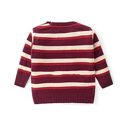 Babyhug Knitted Full Sleeves Sweater Set with Stripes - Maroon