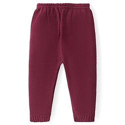 Babyhug Knitted Full Sleeves Sweater Set with Stripes - Maroon
