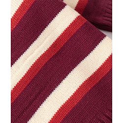 Babyhug Knitted Full Sleeves Sweater Set with Stripes - Maroon