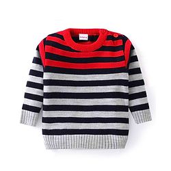 Babyhug Knit Full Sleeves Sweater Set With Stripes - Multicolour