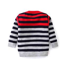 Babyhug Knit Full Sleeves Sweater Set With Stripes - Multicolour