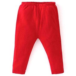 Babyhug Knit Full Sleeves Sweater Set With Stripes - Red