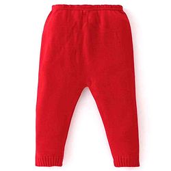 Babyhug Knit Full Sleeves Sweater Set With Stripes - Red