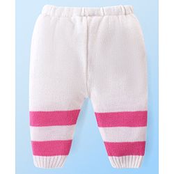 Babyhug Knit Full Sleeves Colour Blocked Sweater Set with Cap & Socks - White & Pink