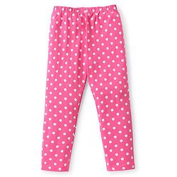 Babyhug Cotton Lycra Knit Full Length Leggings with Floral Polka Dots & Text Print Pack of 3 - Pink & Blue