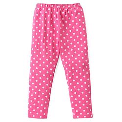 Babyhug Cotton Lycra Knit Full Length Leggings with Floral Polka Dots & Text Print Pack of 3 - Pink & Blue