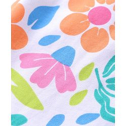 Babyhug Cotton Lycra Knit Full Length Leggings with Floral Polka Dots & Text Print Pack of 3 - Pink & Blue