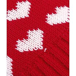 Babyhug 100% Cotton Organic Woollen Caps With Mittens Heart Print - Red & White