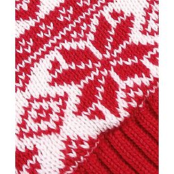 Babyhug 100% Cotton Organic Woollen Caps With Mittens Intarsia Design - Red & White