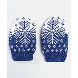 Babyhug 100% Cotton Organic Woollen Caps With Mittens Snow Print - Blue & White