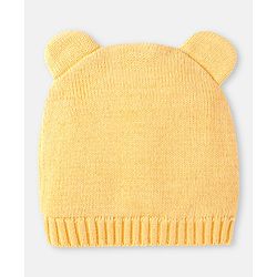 Babyhug 100% Organic Woollen Bear Cap & Mittens With Khaki - Diameter 9.5 cm