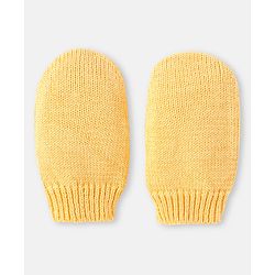 Babyhug 100% Organic Woollen Bear Cap & Mittens With Khaki - Diameter 9.5 cm