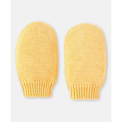 Babyhug 100% Organic Woollen Bear Cap & Mittens With Khaki - Diameter 9.5 cm