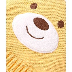 Babyhug 100% Organic Woollen Bear Cap & Mittens With Khaki - Diameter 9.5 cm