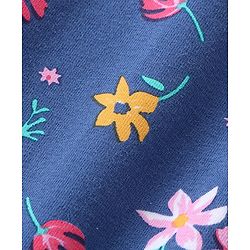 Babyhug Cotton Lycra Knit Stretchable Leggings Floral Print Pack of 3 - Blue & Yellow