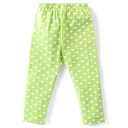 Babyhug Cotton Lycra Knit Full Length Leggings With Floral & Polka Dots Print Pack Of 3 - Lime Blue & Pink