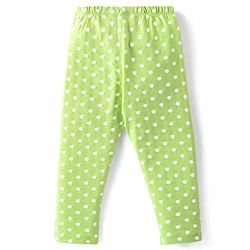Babyhug Cotton Lycra Knit Full Length Leggings With Floral & Polka Dots Print Pack Of 3 - Lime Blue & Pink