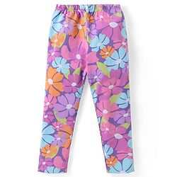 Babyhug Cotton Lycra Knit Full Length Stretchable Leggings  with Floral & Polka Dots Print Pack of 2 - Multicolour