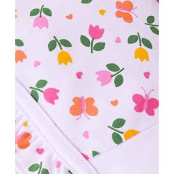 Babyhug 100% Cotton Interlock Knit Caps With Hearts & Floral Print Pack of 2 - Pink & White