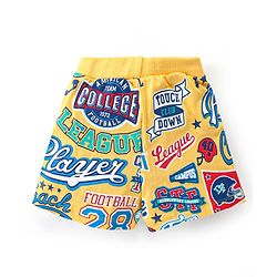 Babyhug Cotton Knit Shorts With Varsity Print Pack Of 3 - Red Blue & Yellow