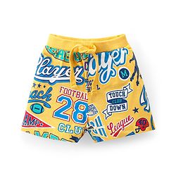 Babyhug Cotton Knit Shorts With Varsity Print Pack Of 3 - Red Blue & Yellow