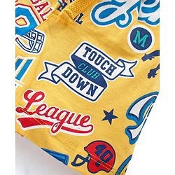 Babyhug Cotton Knit Shorts With Varsity Print Pack Of 3 - Red Blue & Yellow