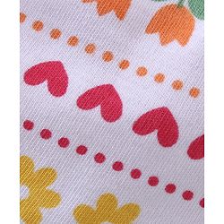 Babyhug 100% Cotton Interlock Knit Mittens & Booties Set Floral & Hearts Print - Multicolor